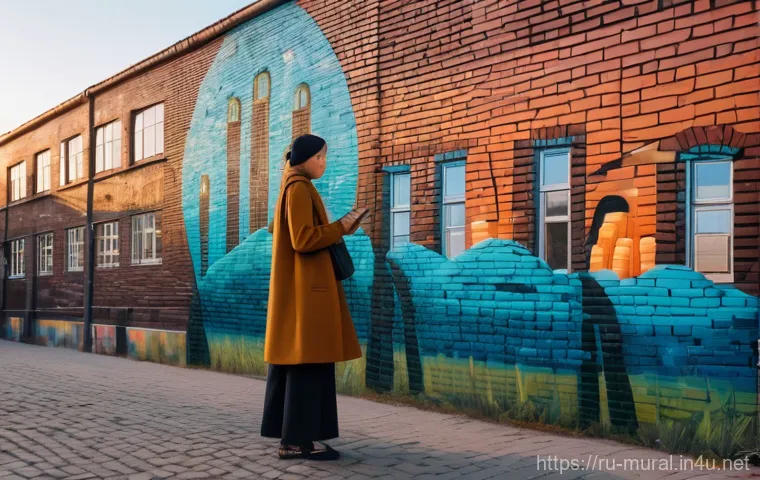 벽화여행과 기념촬영 - Image Prompt 1: "Golden Hour Mural in Yekaterinburg"**