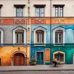 벽화와 지역 주민의 관계 - **Prompt:** A vibrant, detailed mural covering a large, formerly grey concrete wall in a historic Mo...