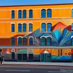 벽화와 청년 예술가들 - A stunning, large-scale mural transforms a previously dull, grey urban building into a vibrant maste...