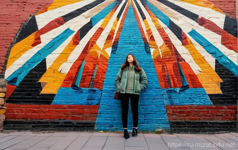 벽화여행과 기념품 - **Prompt:** A young female traveler in her late 20s, dressed in stylish but comfortable layered clot...