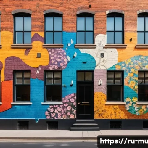 Home 24 벽화 마을 속의 전통과 현대 - A stunning, large-scale street art mural painted on the side of a weathered, historic brick building...